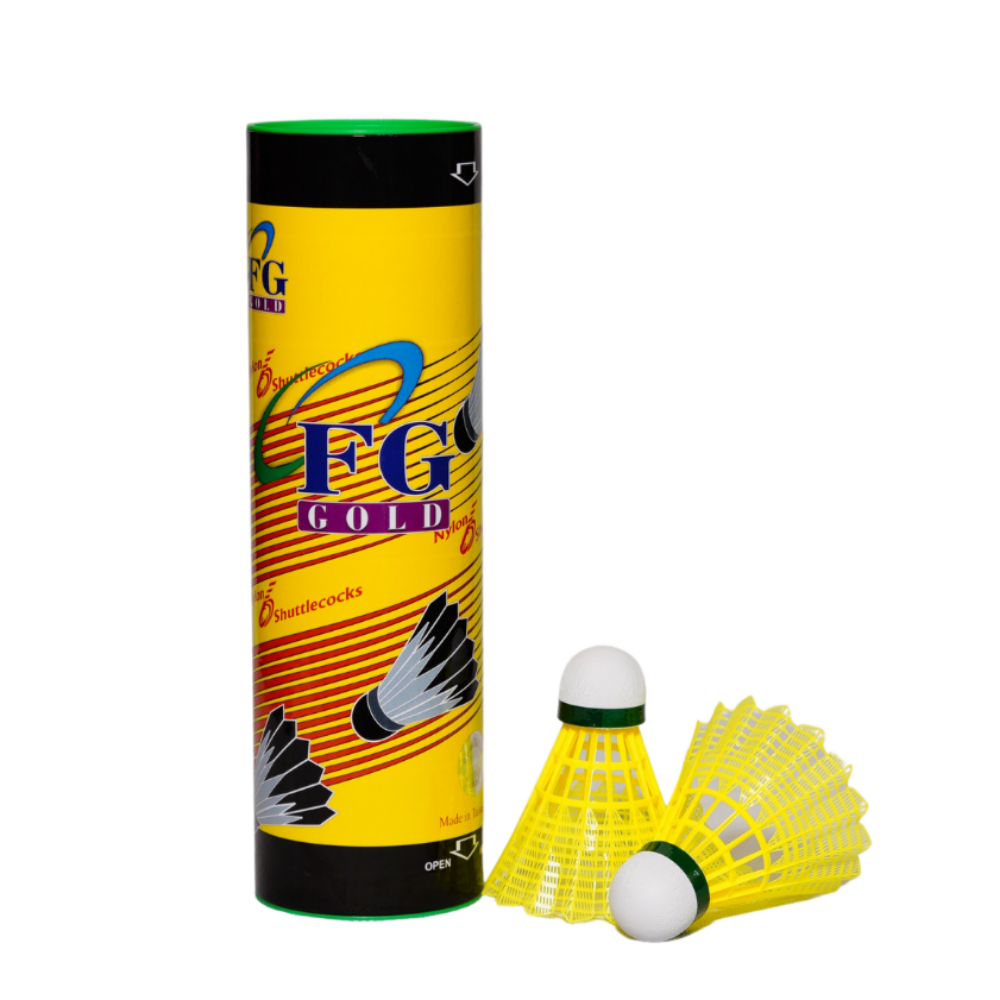 FG GOLD PLASTIC BADMINTON NYLON SHUTTLE PLASTIC (PACK-6 YELLOW)