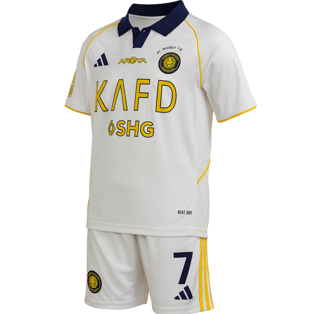 ADIDAS AL NASAR RONALDO HOME FOOTBALL KIT KIDS OR 25-26